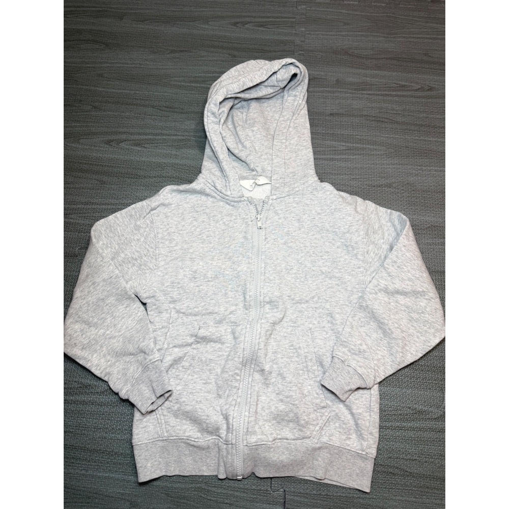 HM Kids Gray Heather Full Zip Fleece Hoodie Sweatshirt Size 8-10Y